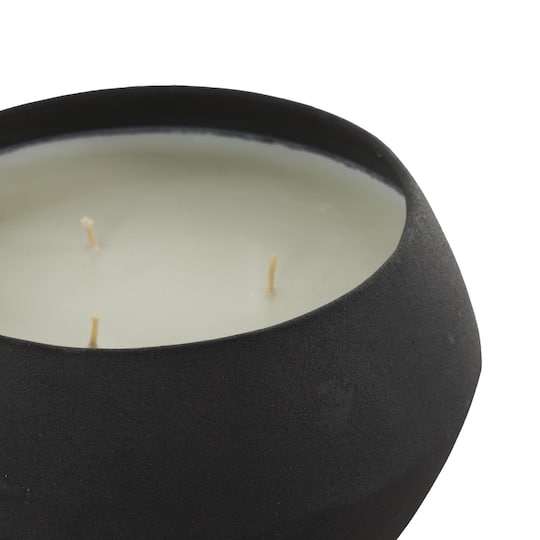 Ivory and Iris 30oz. Black with White Wax 3 Wick Creamy Vanilla Swirl Scented Textured Metal Candle